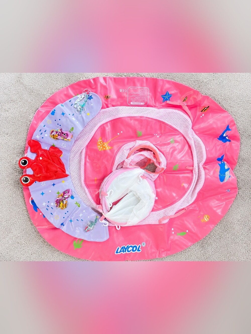 2 X Pink Inflatable Baby Float with Sun Canopy